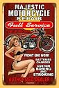 11x17 Majestic Motorcycle Repair Storkin & Smokin Pinup Girl Motorcycle Vintage Metal Sign