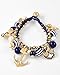 Chunky Nautical Navy Blue Goldtone Anchor Helm Sea Charm Bracelet, 8