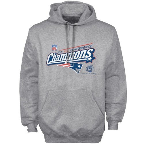Buy New England Patriots Ash 2007 AFC Conference Champions Locker Room Hoody Sweatshirt by Football Fanatics