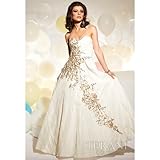 Terani Couture Junior Girls Size 2-16 Gold Ivory Floral Formal Dress