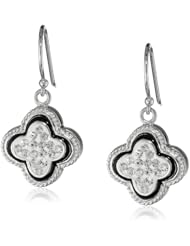 Sterling Silver Enamel Roped Edge Flower Dangle Earrings