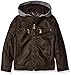 Urban Republic Boys' Faux Leather Jacket with Fleece Hood and Perforated Shoulders