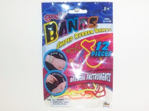 Googly Bands Shaped Rubber Bands 12 Pack- Musical Instruments
