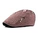 ZLSLZ Womens Linen Adjustable Floral Embroidery Ivy Newsboy Cabbie Gatsby Beret Sun Hat Cap Pink