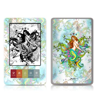 Orphic Mermaid Design Protective Decal Skin Sticker for Barnes and Noble NOOK (Black and White LCD) E Book Reader   High Gloss Coating