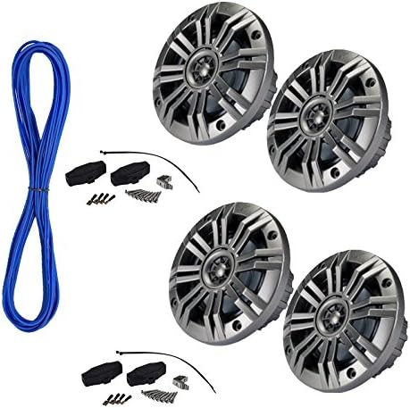 Pair of Kicker 41KM654CW 6.5" 2-Way Coaxial 4-Ohm Marine/Boat Speakers with 3/4 Inch Titanium Waterproof Tweeters - 95 Watts Peak/65 Watts RMS Each Speaker / 390 Watts Peak/130 Watts RMS Per Pair