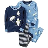 カーターズ（Carter's) 男の子用紺スキーを楽しむ白くまさん超たっぷり綿素材長袖パジャマ上下4点セット (5t(105-110cm)) [並行輸入品]