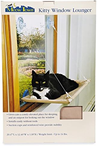 Meow Town Kitty Window Lounger for Cats and Kittens - Brown 20½"L x 12½"W