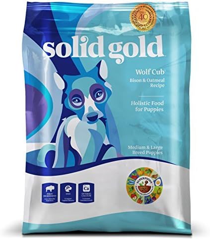 Solid Gold Wolf Cub Holistic Dry Dog Food, Bison &amp; Oatmeal, Puppy, 24lb (Packaging May Vary) by Sold Gold