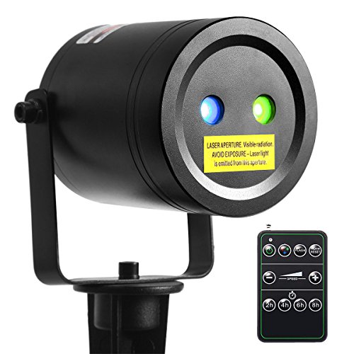 Christmas Projector Light, Arotek Green & Blue Aluminum Laser Christmas Star Light Show with RF Wireless Remote for Holiday Party Outdoor Landscape & Garden Decoration