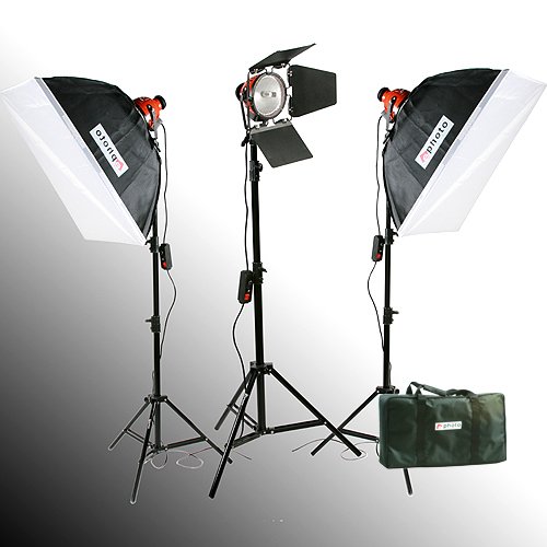 ePhoto Focusable 3 Spot & Flood Light 2400 watt lights Constant Continuous Video Studio kit  FL100R