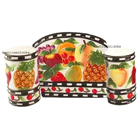 Click here to buy Fruits 3 Piece Salt and Pepper Table Top Set by Housewares.