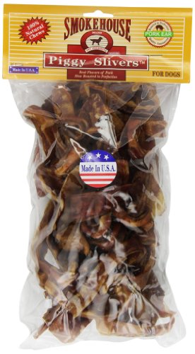 Smokehouse 100-Percent Natural Piggy Slivers Dog Treats, 40-Count