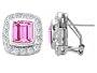 7.50 cttw 925 Lab Created Emerald Cut Pink Sapphire Earrings in 925 Sterling Silver