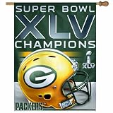 NFL Green Bay Packers Super Bowl Champs 27-by-37 inch Vertical Logo Flag