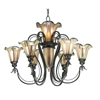 Kenroy Home 90896TS Inverness Seven-Light Chandelier, Tuscan Silver with Chrome Swirl Globes