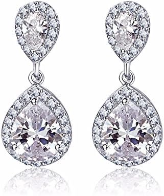 Eudora Collection Luxury Teardrop Earrings Micro-inserts CZ AAA Zircon Wedding Jewelry White Gold