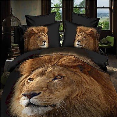 Quilt cover Duvet Cover Set,Hot Selling 3D Bedding Sets Reversible Duvet Cover Bed Sheet Set Bed in a Bag with HD Lion Pattern