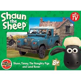 Airfix A50018 1:12 Scale Shaun The Sheep Shaun, Timmy, The Naughty Pigs and Land Rover Film & TV Character Gift Set inc Paints Glue and Brushes