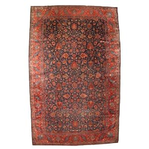 Hand knotted Wool Navy Kashan Rug (10'11 X 17' 9)