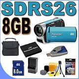 Panasonic SDR-S26 SD Flash Camcorder w/70x Optical Zoom (Blue) BigVALUEInc Accessory Saver 8GB Battery Bundle