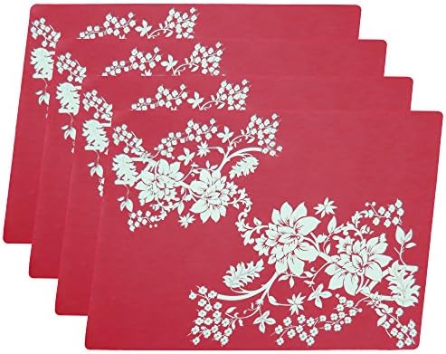 4pc Large Size Silicone Gel Place-mat For Great Dinning Experience, Heat Resistance and Water Proof, Non Slippery, High Level of Insulation for Pots and Pans - Red