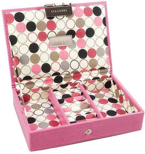 Pink mini Stackers Jewelry Box Top Lidded Tray Storage for Charms Beads Earrings & Chains