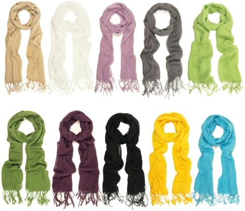 TrendsBlue Elegant Solid Color Viscose Fringe Scarf - Different Colors Available