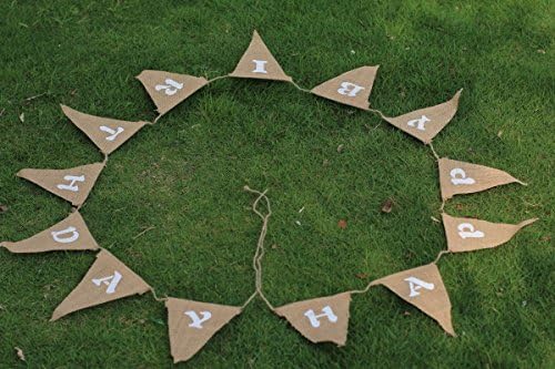 Weiqiao Monogrammed Linen Banner Happybirthday Birthday Party Decoration / Decorative Props