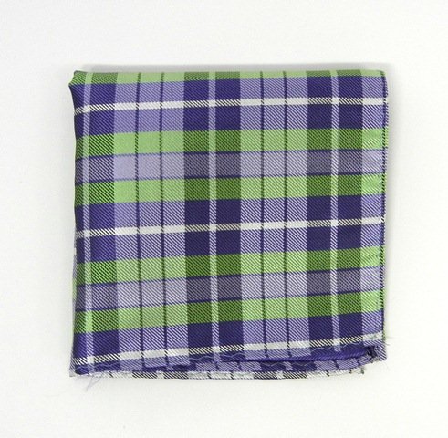 100% Silk Woven Violet and Apple Totally Tartan Plaid Pocket Square