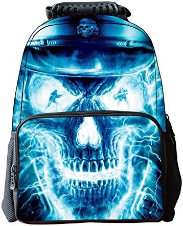 Belastry Cool Blue Skull Backpack Personalized Teenager School Backpack Bookbag Zipper Daypack