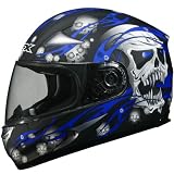 AFX FX-90 Skull Full Face Motorcycle Helmet Black/Blue Medium