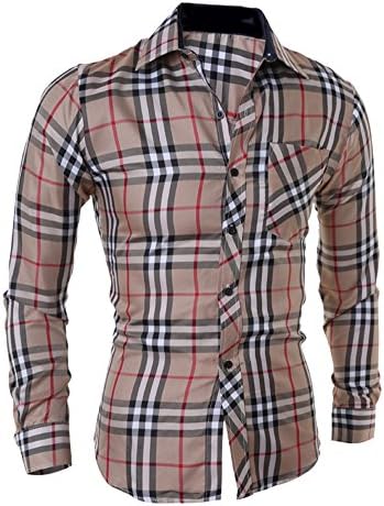Lvstar Men's Casual Plaid Button Down Dress Shirts