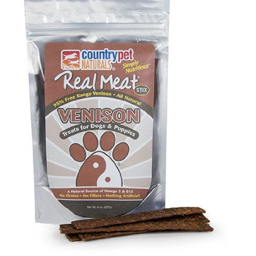 Country Pet Dog And Puppy Jrky Trts Venison, 8-Ounce Unit
