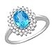 1.62 Carat Light Blue Color White 14K Gold Certified Topaz and Diamond Engagement Ring