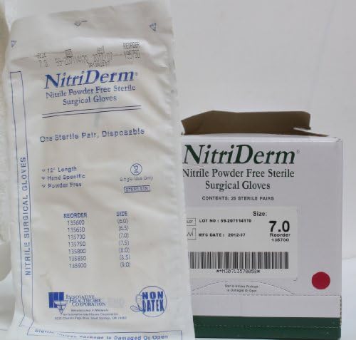 Innovative Healthcare Nitriderm Nitrile Powder-free Surgical Gloves 7 - Model NPFS700 - Box of 25 Pair
