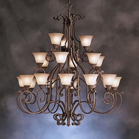 Kichler Tannery Bronze w  Gold Accent Chandelier 21 Light Incandescent 2219TZG by Kichler
