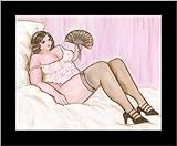 Vintage Pink Boudoir Curvy Pin up girl BBW Voluptuous Fine Art Home Decor Fine Art Matted Picture Giclee Print