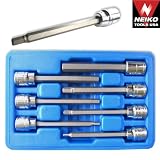 Neiko 10076A 3/8-Inch Extra Long Hex Bit Socket Set Metric, 7-Piece