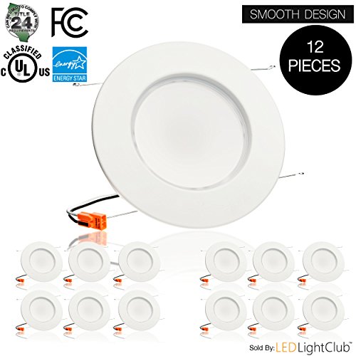 5/6 inch Dimmable LED Downlight, 14W (95W Replacement), 5000K (Day Light), 950Lm, Smooth Design, ENERGY STAR, Retrofit LED Recessed Lighting Fixture, LED Trim, LED Ceiling Light- (12-Pack)