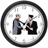 Young Man at Graduation in Cap & Gown Wall Clock by WatchBuddy Timepieces (Black Frame)