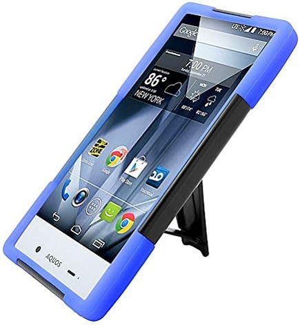 Sharp Aquos Crystal 306SH Case, Premium Hard & Soft Rugged Shell Hybrid Heavy Duty Impact Armor Protective Phone Case Cover with Built in Kickstand For Sharp Aquos Crystal 306SH【Storm Buy】 (blue)