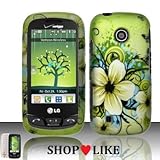 Rubberized Hawaiian Green Butterfly Flower Snap on Design Hard Case Facepla ....