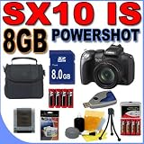 cheap Canon Powershot SX10 IS 10MP 20x Optical Zoom Digital Camera SX10IS 2665B001 8GB SDHC Memory Card - Rechargeable NiMH Batteries Plus Rapid Charger - BigVALUEInc Accessory Saver Bundle + MORE
