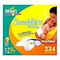 Pampers Swaddlers Diapers, Size 1-2 (up to 15 Lbs), Economy Plus Pack, 234 Swaddlers