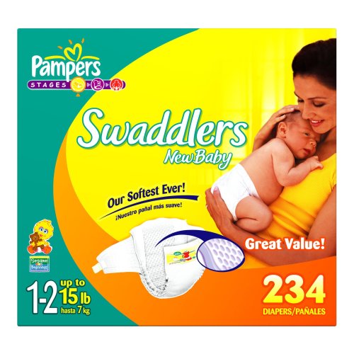 Pampers Swaddlers Diapers, Size 1-2, 234-Count