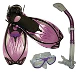 Snorkeling Scuba Dive Mask Dry Snorkel Fins Gear Set
