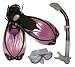 Snorkeling Scuba Dive Mask Fins Dry Snorkel Gear Set, Purple, S/m(5-8 )