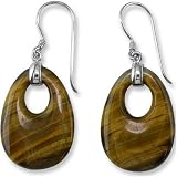 Sterling Silver Donut Tiger Eye Dangle Earrings by Sajen