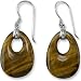 Sterling Silver Donut Tiger Eye Dangle Earrings by Sajen